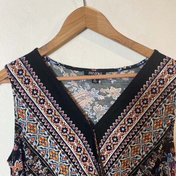 Boho Paisley Faux Wrap Blouse Sleeveless Top Festival Hippie Chic Summer XL - Picture 2 of 8